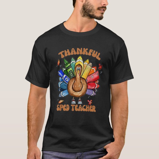 SPED Teacher School Cool Turkey Thankful Grateful  T-Shirt (Vorderseite)