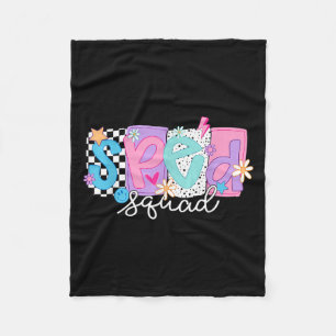 Sped Teacher Squad Floral Special Bildung Back T Fleecedecke