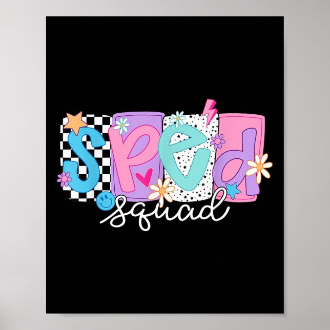 Sped Teacher Squad Floral Special Bildung Back T Poster (Vorne)