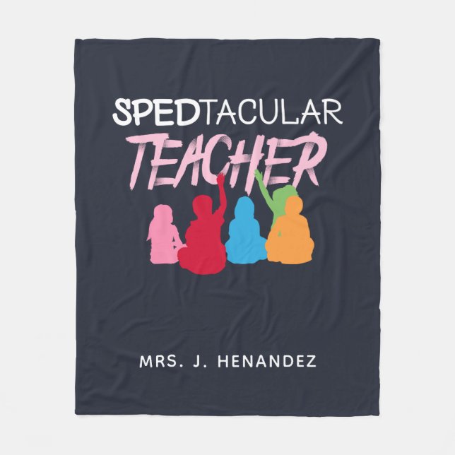 Spedtacular Teacher Special Bildung Personalisiert Fleecedecke (Vorderseite)