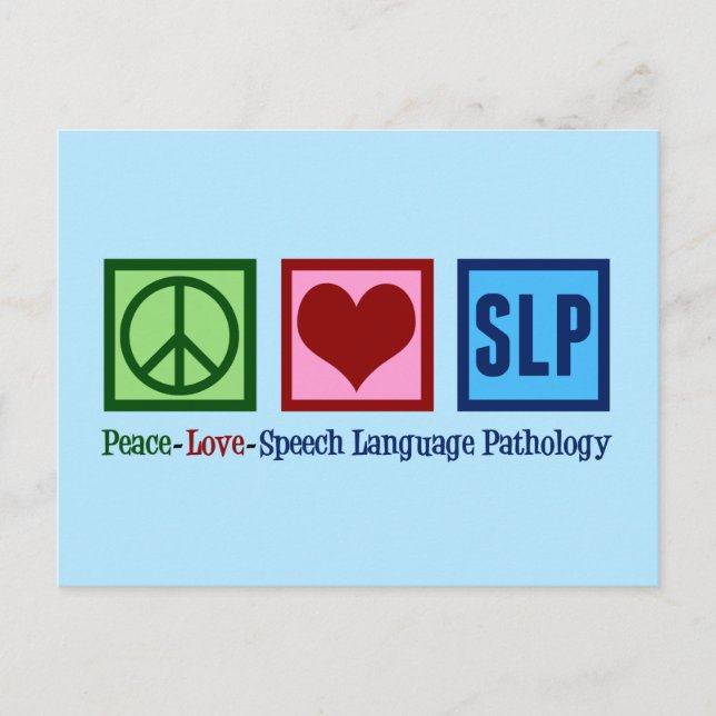 Speech Pathology Peace Liebe SLP Blue Postkarte (Vorderseite)