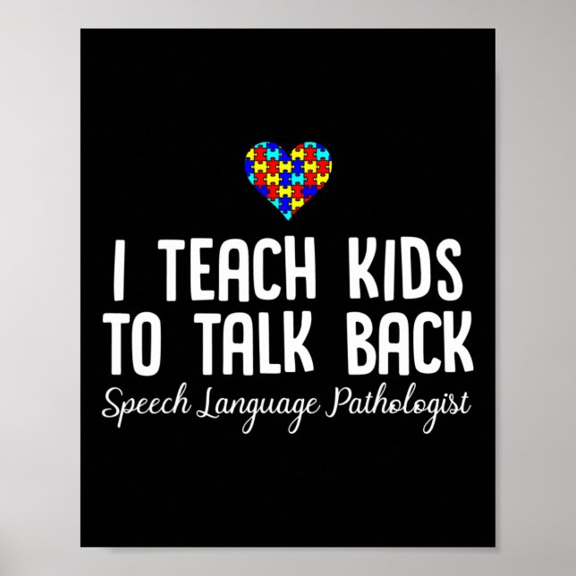 Speech Pathology Therapy Talk Autismus Awareness M Poster (Vorne)
