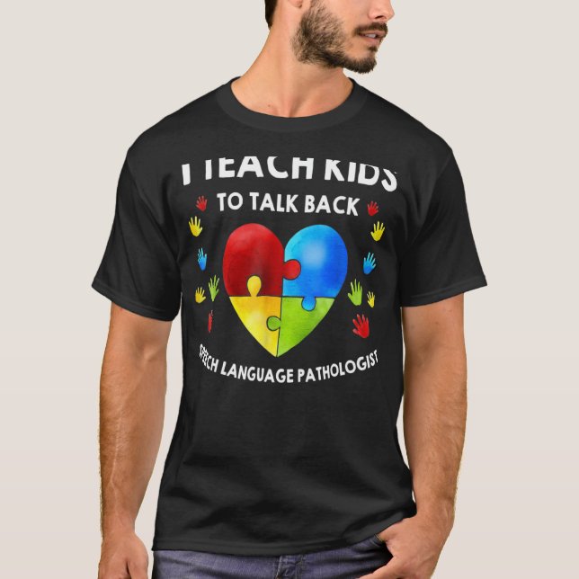 Speech Pathology Therapy Talk Autismus Awareness M T-Shirt (Vorderseite)