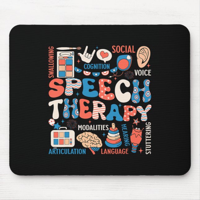 Speech Therapy 4. Juli Slp Slpa Speech Pathology Mousepad (Vorne)