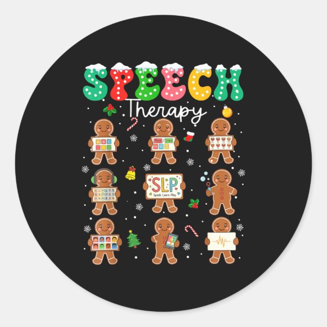 Speech Therapy Christmas Slp Therapy Cookies Ginge Runder Aufkleber (Vorderseite)