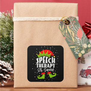 Speech Therapy Elf Squad Weihnachts SLP Therapist Quadratischer Aufkleber