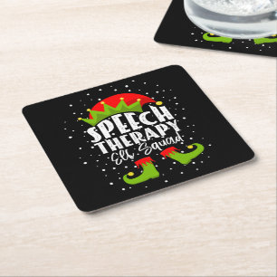Speech Therapy Elf Squad Weihnachts SLP Therapist Rechteckiger Pappuntersetzer