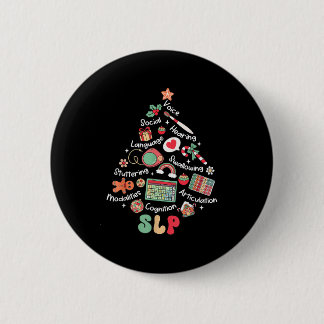Speech Therapy Weihnachtsbaum Merry Xmas Slp Thera Button