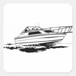 Speed Boat Cruiser Quadratischer Aufkleber