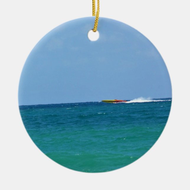 Speed Boat, Fort Lauderdale, Florida Keramik Ornament (Vorne)