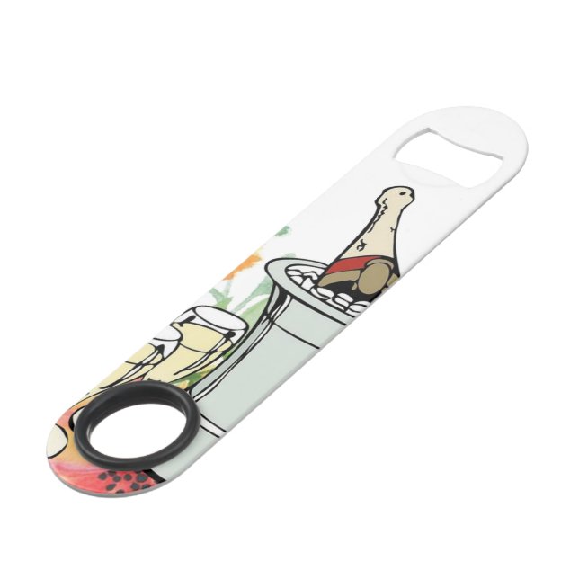 Speed Bottle Opener White Champagne Floral Flaschenöffner (Vorderseite Schrägansicht)
