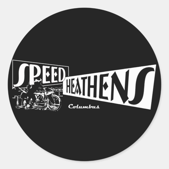 Speed Heathens Runder Aufkleber (Vorderseite)