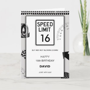 Speed Limit Boy's 16. Geburtstag  Karte
