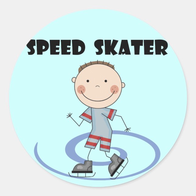 Speed Skater - Boy Tshirts und Geschenke Runder Aufkleber (Vorderseite)