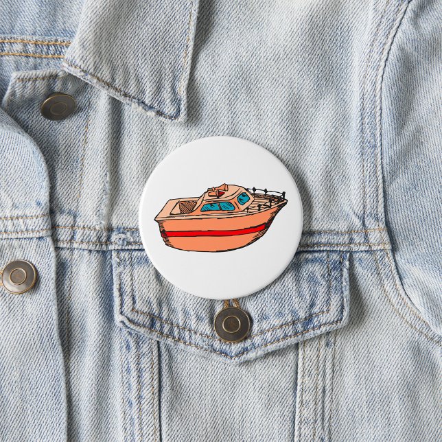 Speedboat Illustration Fun Nautical Boat Design Button (Von Creator hochgeladen)