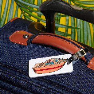 Speedboat Illustration Fun Nautical Boat Design Gepäckanhänger