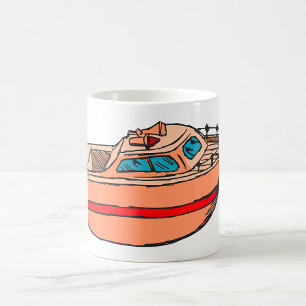 Speedboat Illustration Fun Nautical Boat Design Kaffeetasse