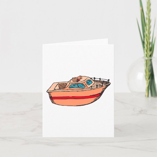 Speedboat Illustration Fun Nautical Boat Design Karte (Von Creator hochgeladen)