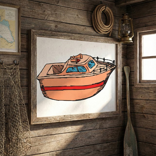 Speedboat Illustration Fun Nautical Boat Design Poster (Von Creator hochgeladen)