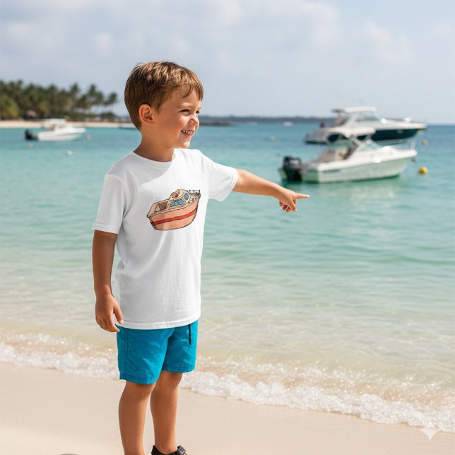 Speedboat Illustration Fun Nautical Boat Design T-Shirt (Von Creator hochgeladen)