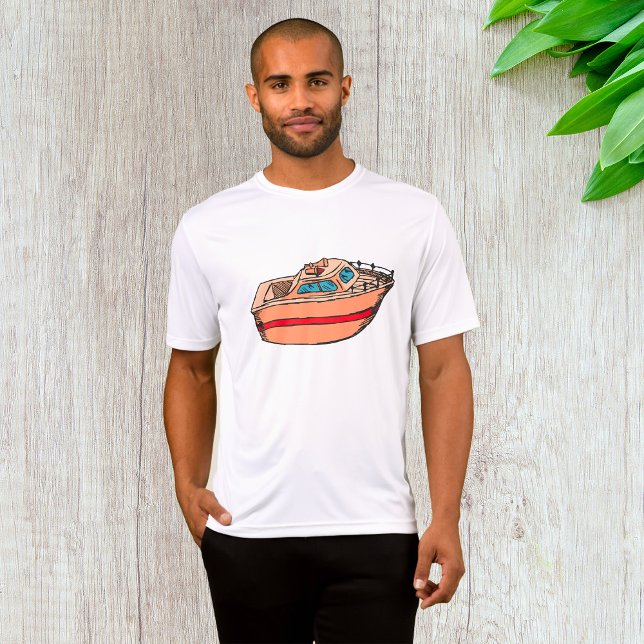 Speedboat Illustration Fun Nautical Boat Design T-Shirt (Von Creator hochgeladen)