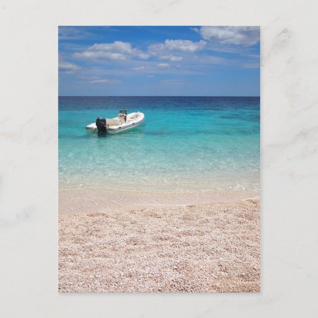 Speedboat im blauen Meer Postkarte (Vorderseite)