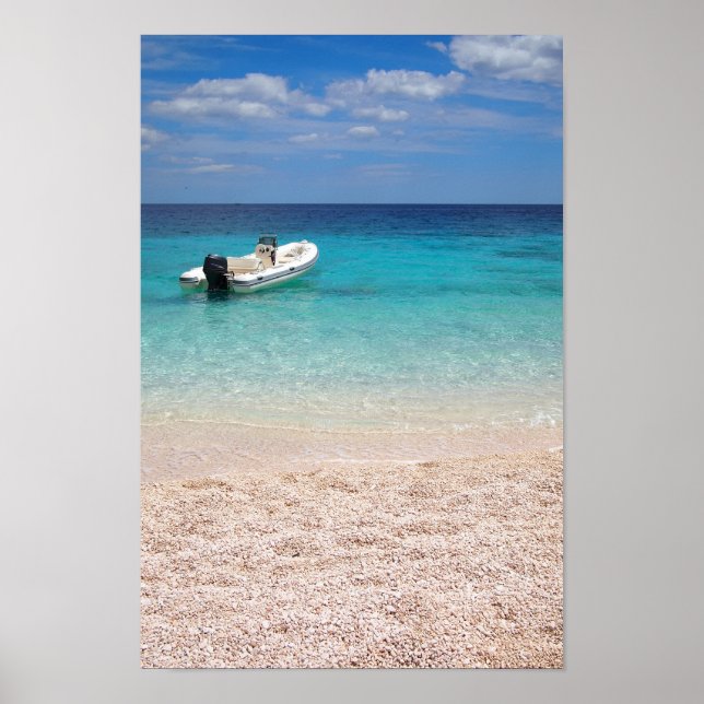 Speedboat in Blaumeer-Poster Poster (Vorne)