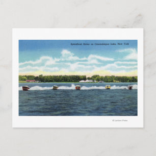 Speedboat Races auf dem See Postkarte