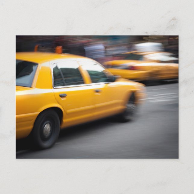 Speedgelbe NY City Taxi mit Bewegungsunschärfe Postkarte (Vorderseite)