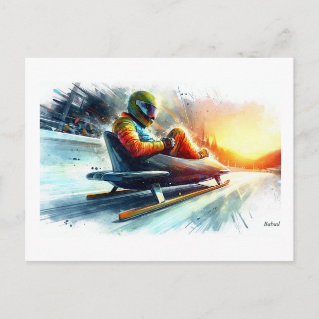 Speeding Bobsleigh Racer,  Postkarte (Vorderseite)