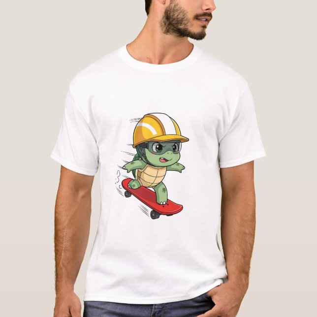 Speeding Skater Turtle Character T-Shirt (Vorderseite)