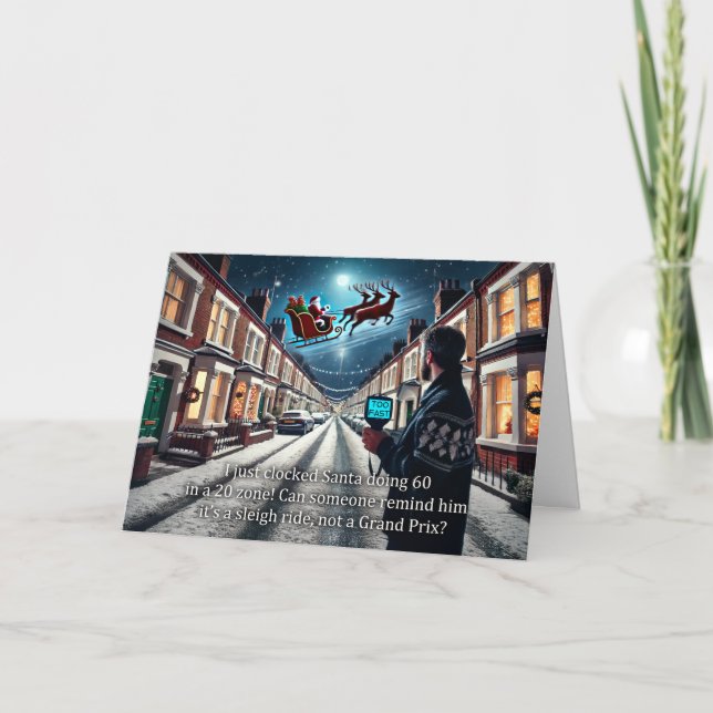 Speeding Weihnachts-Grußkarte 2024 Feiertagskarte (Vorderseite)