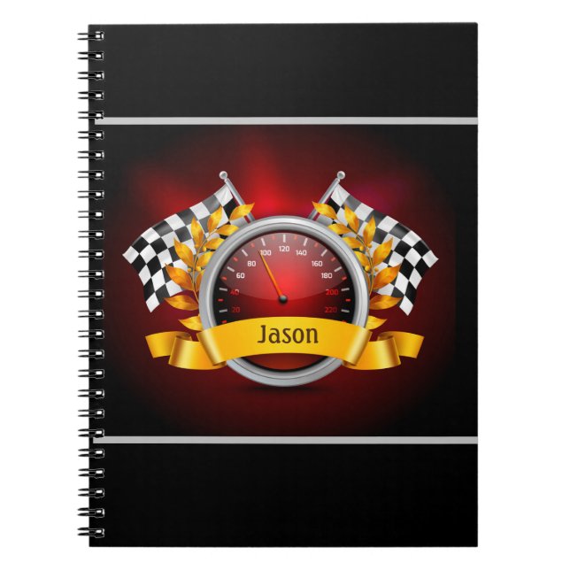 Speedometer Car Racing Themed Notebook Notizblock (Vorderseite)