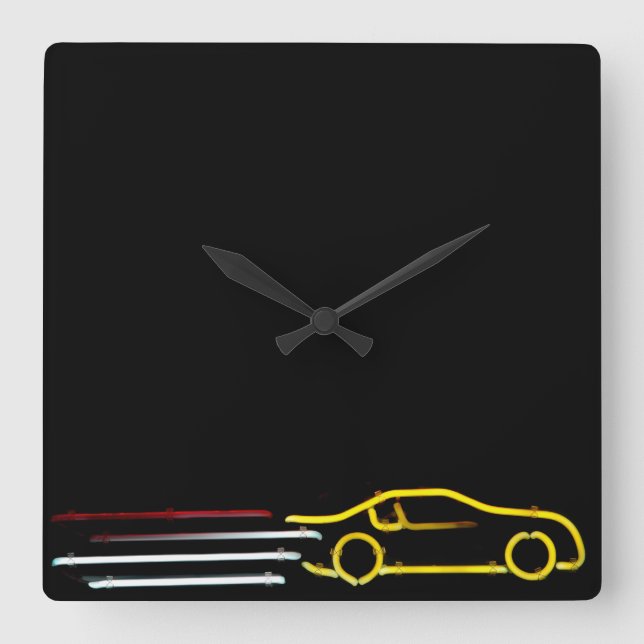 Speedreitwagen Neon Sign Quadratische Wanduhr (Vorderseite)