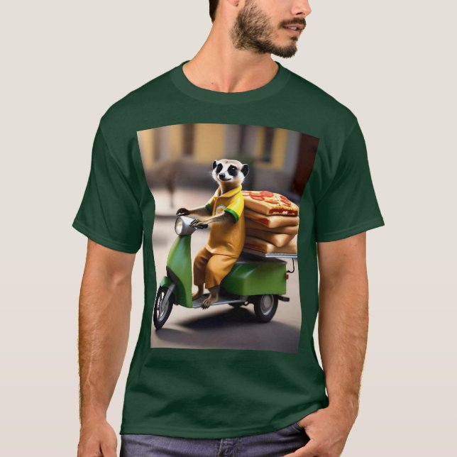 Speedservice: Meerkat liefert Pizza in Tuk-Tuk T-Shirt (Vorderseite)