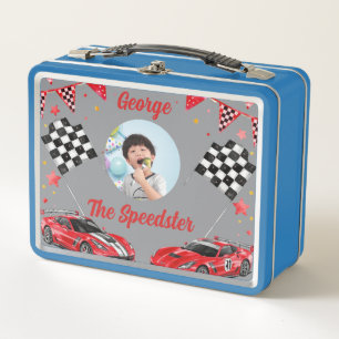 Speedster Rot & Schwarz Rennwagen Kinder Foto Schu Metall Brotdose