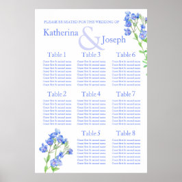 Speedwell Blue Wedding Table Planner 1-8 Poster