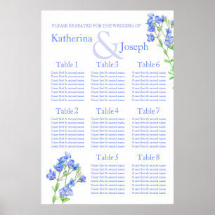 Speedwell Blue Wedding Table Planner 1-8 Poster