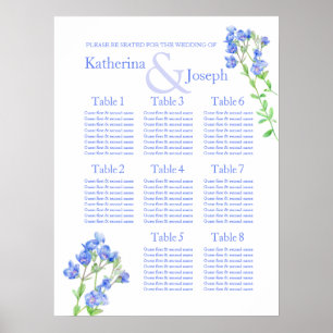 Speedwell Blue Wedding Table Planner 1-8 Poster