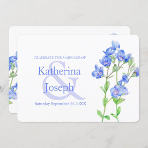Speedwell Blume Aquarellblau Hochzeit einladen Einladung