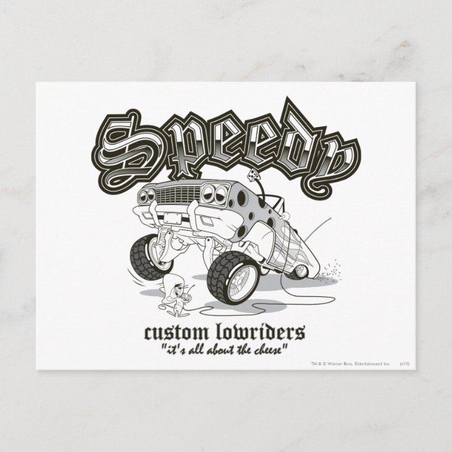 SPEEDY GONZALES™ Custom Lowrider B/W Postkarte (Vorderseite)
