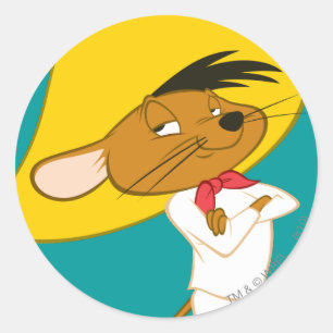 SPEEDY GONZALES™ Selbstsichere Farbe Runder Aufkleber