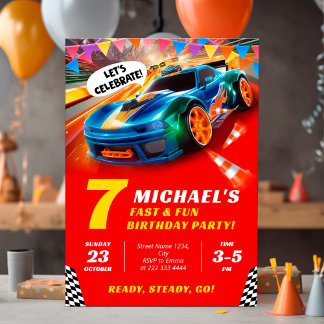 Speedy Race Car Geburtstagsfeier Einladung