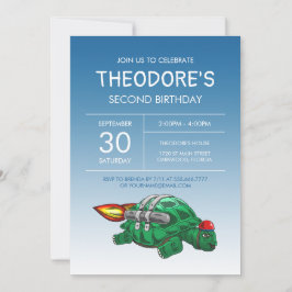 Speedy Rocket Turtle Geburtstag Einladung