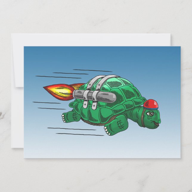 Speedy Rocket Turtle Karte (Vorderseite)