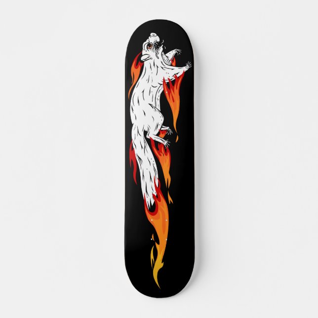 Speedy Squirrel Fiery Flames Skateboard Deck (Vorne)