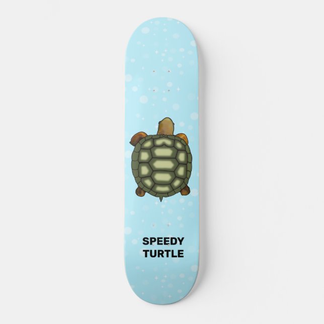 Speedy Tortoise auf Light Blue Skateboard (Vorderseite)