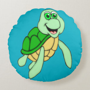 Speedy Turtle Round Throw Kissen