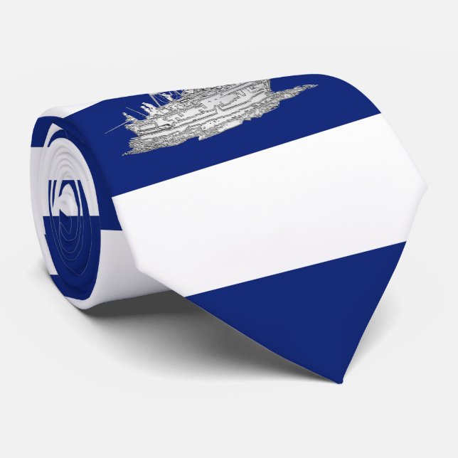 Speerfisch-Fischen-Chromart auf Seestreifen Krawatte (Gerollt)