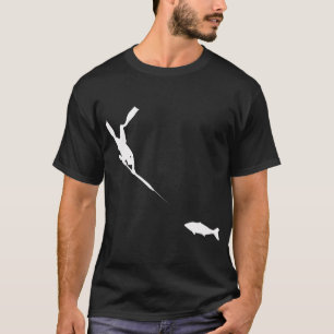 Speerfischen Grafik FreeDiver Fischjagd Druck T-Shirt